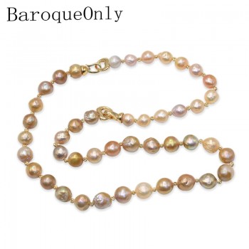BaroqueOnly THREE WAYS CAN WEAR Mixed-colour Baroque Natural Freshwater Pearl Necklace sweater chain 2018 new arrival