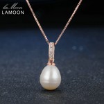 Lamoon 8mm 100% Natural Freshwater Pearl Jewelry 925 Sterling Silver Pendant Necklace Women Jewelry  LMNI047