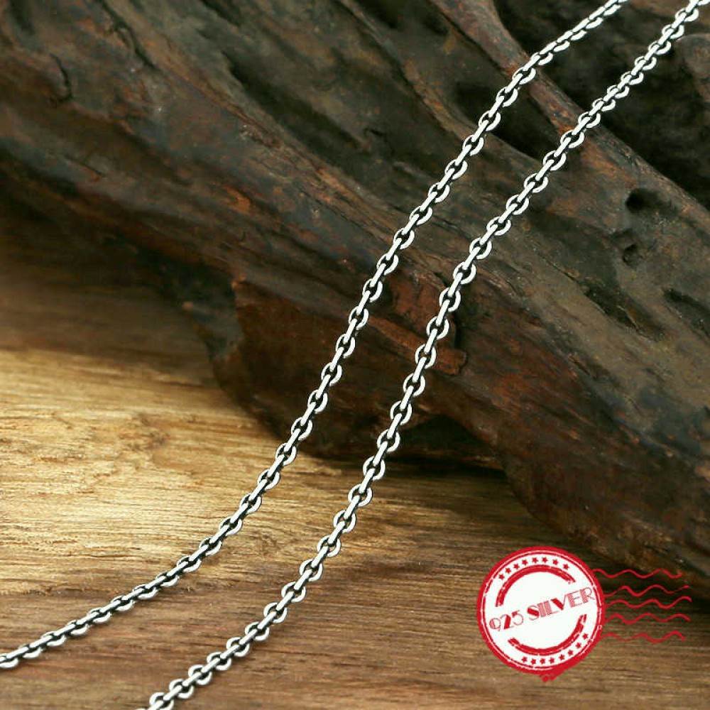 S925 sterling silver mens necklace personalized fashion jewelry wild long flat necklace 2018 new gift to send lover