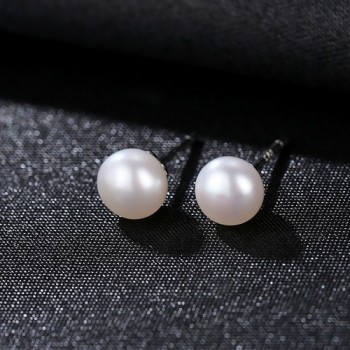 DR Classic Stud Pearl Earrings for Women White Pink Natural 6-6.5mm Pearl 925 Sterling Silver Cute S925 Earings Fine Jewelry
