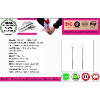OMHXZJ Big brand Wholesale Fashion jewelry tassel Ears Ear hook hang Bohemia 925 sterling silver long Earrings YS57