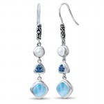 New Fashion Woman Jewelry 925 Sterling Silver Handmade Earrings, Natural Real Larimar Dangle Drop Earrings, 1 Pair