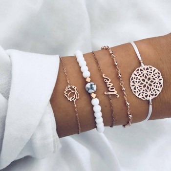 Fashion Bohemian Shell Turtle Charm Bracelets for Women Gold Color Map Bangles Set Strand Beads Bracelet Female 2018 Jewelry