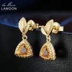 LAMOON 6mm 2ct 100% Natural Triangle Citrine 925 Sterling Silver Jewelry  Drop Earrings S925 LMEI009