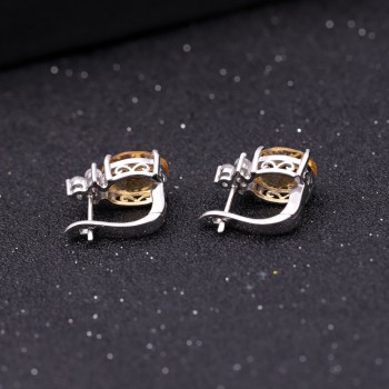 GEMS BALLET Gemstone 5.21Ct Natural Citrine Stud Earrings Pure Solid Genuine 925 Sterling Silver Brand Women Fine Jewelry Gift