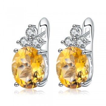 GEMS BALLET Gemstone 5.21Ct Natural Citrine Stud Earrings Pure Solid Genuine 925 Sterling Silver Brand Women Fine Jewelry Gift
