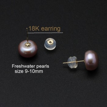 Anti allergic Pearl Jewelry 18k Solid Gold Earrings Women,Real Engagement White Black Natural Freshwater Pearl Earrings Jewelry