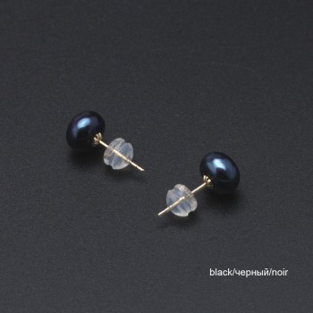 Anti allergic Pearl Jewelry 18k Solid Gold Earrings Women,Real Engagement White Black Natural Freshwater Pearl Earrings Jewelry
