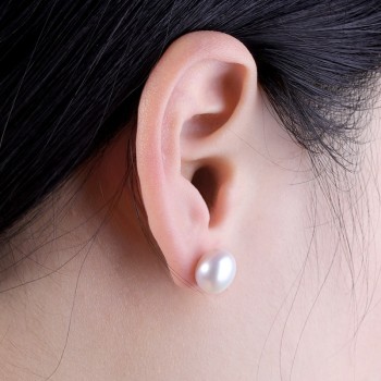 Anti allergic Pearl Jewelry 18k Solid Gold Earrings Women,Real Engagement White Black Natural Freshwater Pearl Earrings Jewelry
