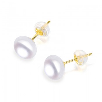 Anti allergic Pearl Jewelry 18k Solid Gold Earrings Women,Real Engagement White Black Natural Freshwater Pearl Earrings Jewelry