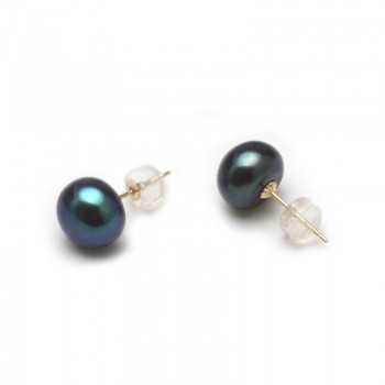Anti allergic Pearl Jewelry 18k Solid Gold Earrings Women,Real Engagement White Black Natural Freshwater Pearl Earrings Jewelry