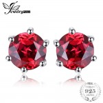 JewelryPalace VVS Red Round Gemstone Jewelry Natural Garnet Earrings Stud Genuine 925 Sterling Silver Jewelry Brand New