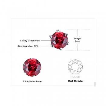 JewelryPalace VVS Red Round Gemstone Jewelry Natural Garnet Earrings Stud Genuine 925 Sterling Silver Jewelry Brand New