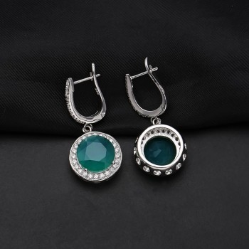 Gems Ballet Natural Green Agate 925 Real sterling silver Round Gemstones Rings Fine Jewelry Accessories For Women Fashion