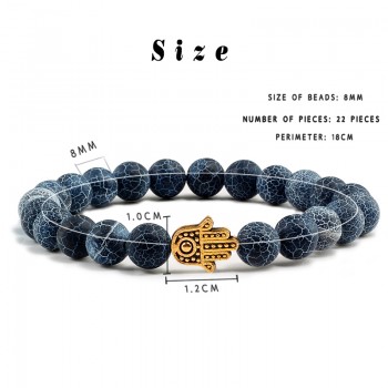 Charms Men Black Lava Matte Beads Natural Volcanic Stone Bracelets Bangles Women Yoga Prayer Jewelry Gold Sliver Hand Bracelet
