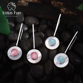 Lotus Fun Real 925 Sterling Silver Valentines Day Gift You Are My Planet Creative Design Handmade Fine Jewelry Drop Earrings