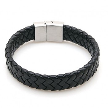 Mens Leather Titanium Steel Magnetic Bracelet amp; Bangle for Men