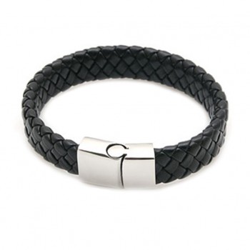 Mens Leather Titanium Steel Magnetic Bracelet amp; Bangle for Men