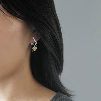 Lotus Fun Real 925 Sterling Silver Handmade Designer Fine Jewelry Delicated Plum Blossom Flower Dangle Earrings for Women