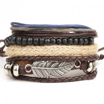 1 Set 4PCS leather bracelet Mens multi-layer bead bracelet womens retro punk casual mens jewelry bracelet jewelry accessories