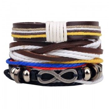 1 Set 4PCS leather bracelet Mens multi-layer bead bracelet womens retro punk casual mens jewelry bracelet jewelry accessories