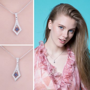 JewelryPalace Delicate Round Shape Created Sapphire Pendant Pure 925 Sterling Silver Women Pendant Jewelry Not Include A Chain