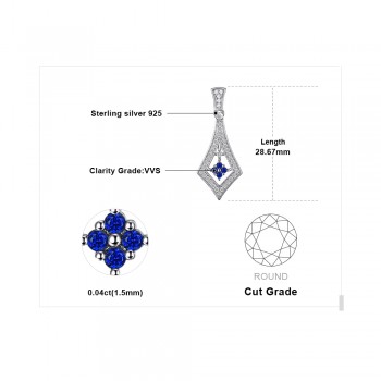 JewelryPalace Delicate Round Shape Created Sapphire Pendant Pure 925 Sterling Silver Women Pendant Jewelry Not Include A Chain