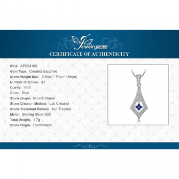 JewelryPalace Delicate Round Shape Created Sapphire Pendant Pure 925 Sterling Silver Women Pendant Jewelry Not Include A Chain