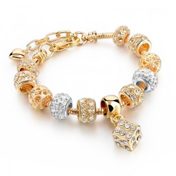 SZELAM Crystal Heart Charm Bracelets amp; Bangles Gold Bracelets for Women Jewellery Pulseira Feminina SBR160056