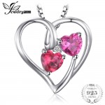JewelryPalace Love 1.2ct Heart Created Ruby Pink Sapphire Pendant 925 Sterling Silver Wedding Fine Jewelry Not Include the Chain