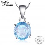 JewelryPalace 2.4ct Natural stone Sky Blue Topaz Pendant Round Cut Solid 925 Sterling Silver Jewelry Not Include the Chain