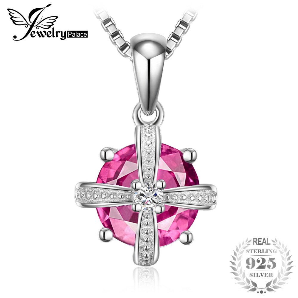 JewelryPalace Crown 4ct Created Pink Sapphire Pendant 925 Sterling Silver Beautiful 2018 New Hot Not Include A Chain