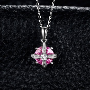 JewelryPalace Crown 4ct Created Pink Sapphire Pendant 925 Sterling Silver Beautiful 2018 New Hot Not Include A Chain