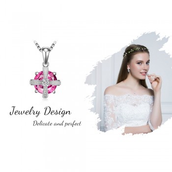 JewelryPalace Crown 4ct Created Pink Sapphire Pendant 925 Sterling Silver Beautiful 2018 New Hot Not Include A Chain