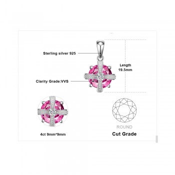 JewelryPalace Crown 4ct Created Pink Sapphire Pendant 925 Sterling Silver Beautiful 2018 New Hot Not Include A Chain