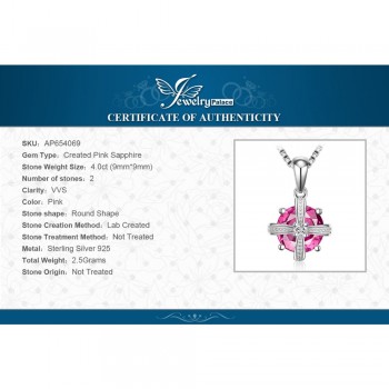 JewelryPalace Crown 4ct Created Pink Sapphire Pendant 925 Sterling Silver Beautiful 2018 New Hot Not Include A Chain