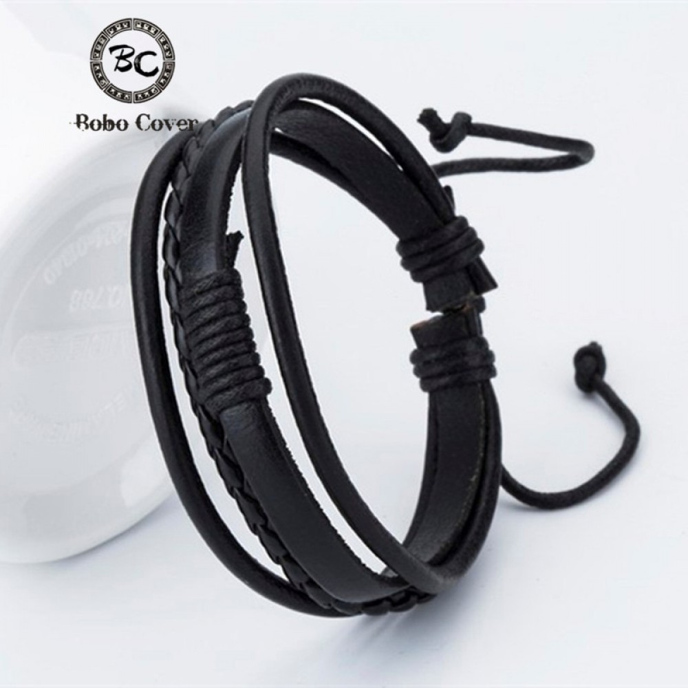 Bobo Cover 2017New Fashion Leather Womens Mens Charm Bracelets Girls Handmade Weave Charm  Bracelets Black Trend street