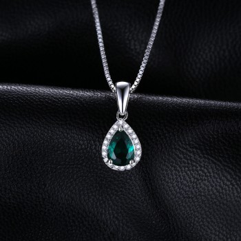 JewelryPalace 0.7ct Water Drop Created Emerald Pendants Genuine 925 Sterling Silver Fashion Fine Jewelry Not Include the Chain