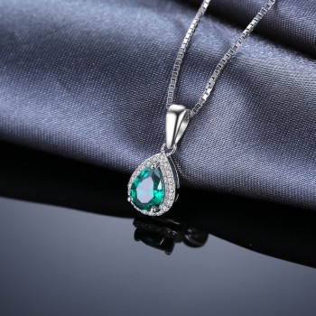 JewelryPalace 0.7ct Water Drop Created Emerald Pendants Genuine 925 Sterling Silver Fashion Fine Jewelry Not Include the Chain