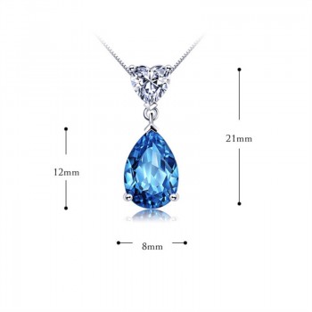 Ruby Gemstone S925 Silver Sterling Pendant Necklace Fine Jewelry Heart amp; Water Drop Bridal Wedding Classic Bijoux No Chain