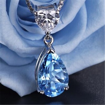 Ruby Gemstone S925 Silver Sterling Pendant Necklace Fine Jewelry Heart amp; Water Drop Bridal Wedding Classic Bijoux No Chain