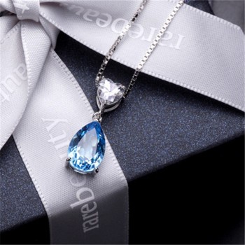 Ruby Gemstone S925 Silver Sterling Pendant Necklace Fine Jewelry Heart amp; Water Drop Bridal Wedding Classic Bijoux No Chain