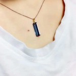 Fidelity natural 8*24mm topaz pendants 18K yellow gold classic rectangle fine jewelry for women party natural blue gemstone