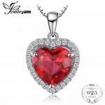 JewelryPalace Heart 3.9 ct Created Red Ruby Love Forever Halo Pendant Solid 925 Sterling Silver Fine Jewelry Not Include A Chain