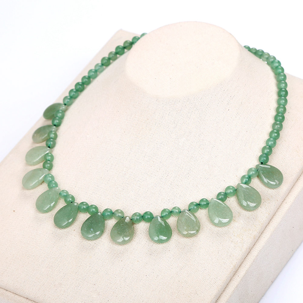 AAA Original Natural Stone Emerald Aventurine Jade Water Drop Necklace Bead Chain Women Jewelry Healing Crystal Choker Necklace