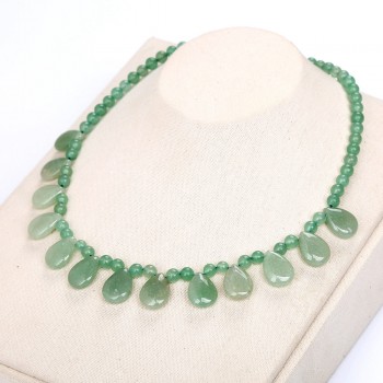 AAA Original Natural Stone Emerald Aventurine Jade Water Drop Necklace Bead Chain Women Jewelry Healing Crystal Choker Necklace