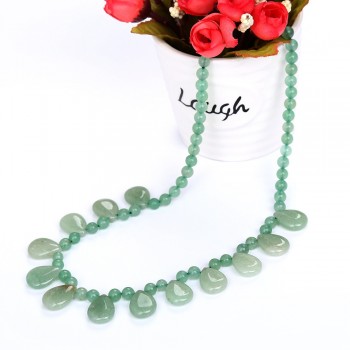 AAA Original Natural Stone Emerald Aventurine Jade Water Drop Necklace Bead Chain Women Jewelry Healing Crystal Choker Necklace
