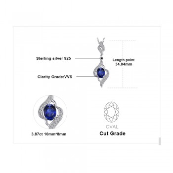 JewelryPalace Elegant 1.95ct Created Blue Sapphire 925 Sterling Silver Pendant Necklace Wedding Fine Jewelry Not Include A Chain