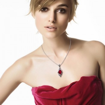 Women Fashion Retro Necklace Pendant Jewelry Lab Ruby Stone Classic Necklace Real 925 Sterling Silver Austrian Crystal Pendant