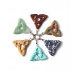 Natural Gemstone Necklace Pendant 34mm Triangle Pendant Turquoise Jasper Agate Stone Charms Jewelry